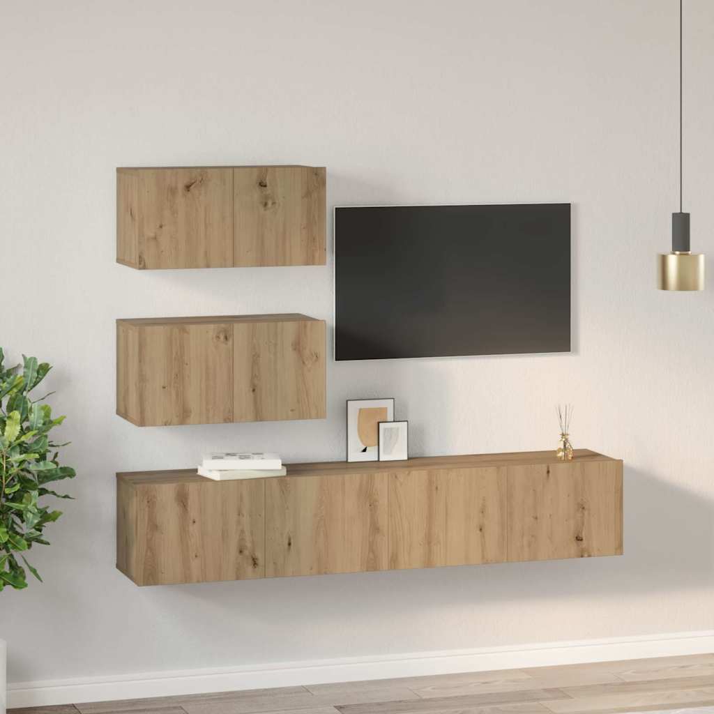 vidaXL Zestaw szafek RTV 4 pcs Dąb artisan Drewno inżynieryjne