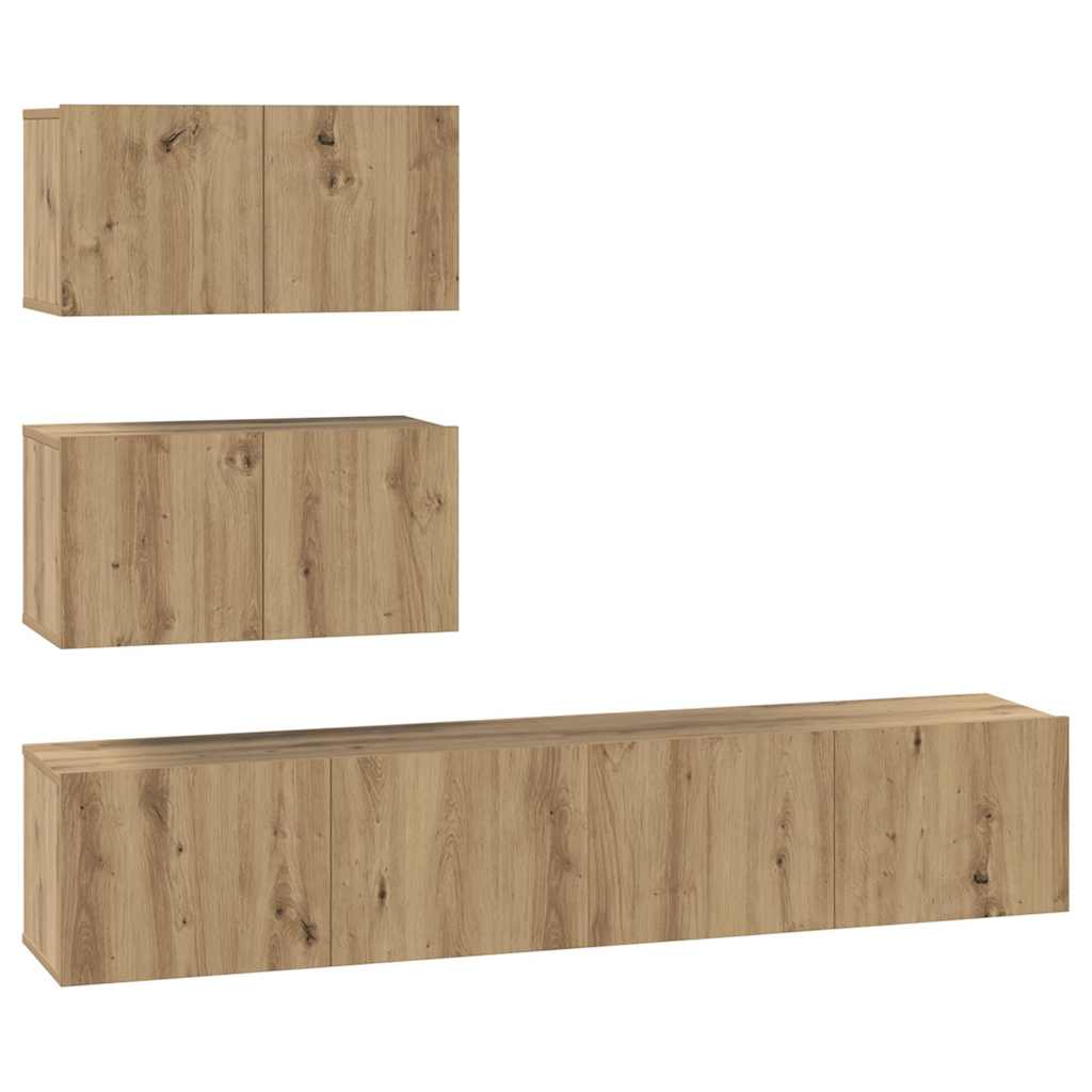 vidaXL Zestaw szafek RTV 4 pcs Dąb artisan Drewno inżynieryjne