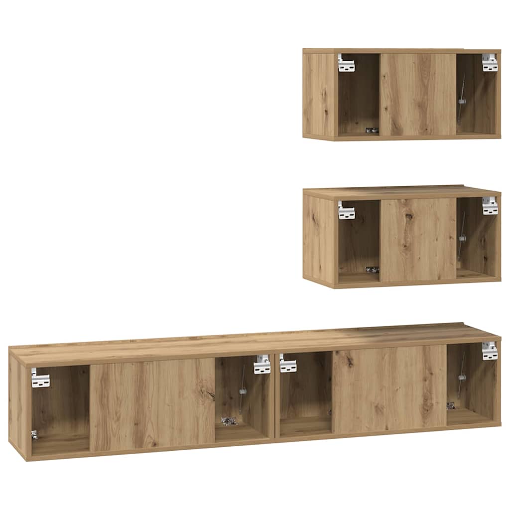 vidaXL Zestaw szafek RTV 4 pcs Dąb artisan Drewno inżynieryjne