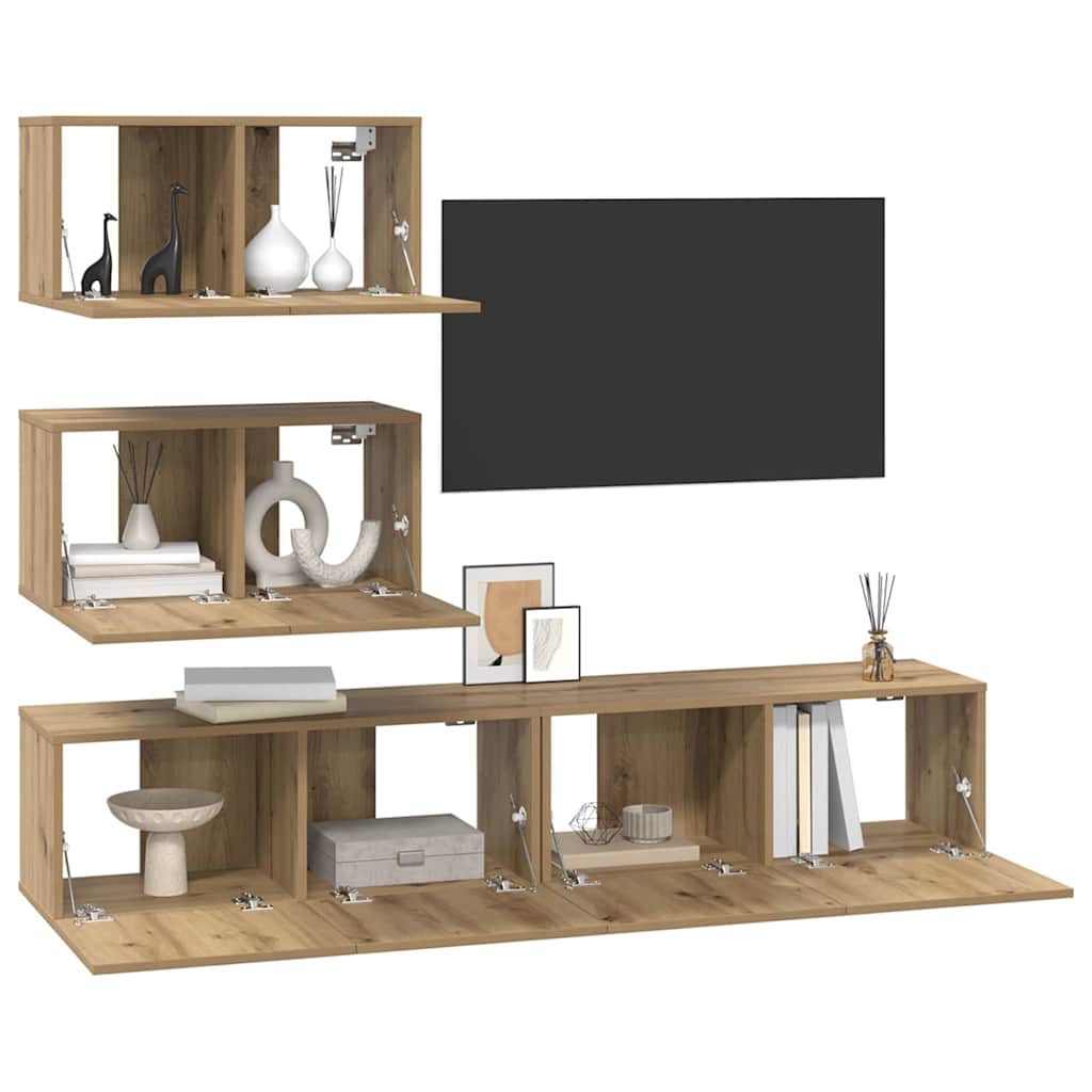 vidaXL Zestaw szafek RTV 4 pcs Dąb artisan Drewno inżynieryjne