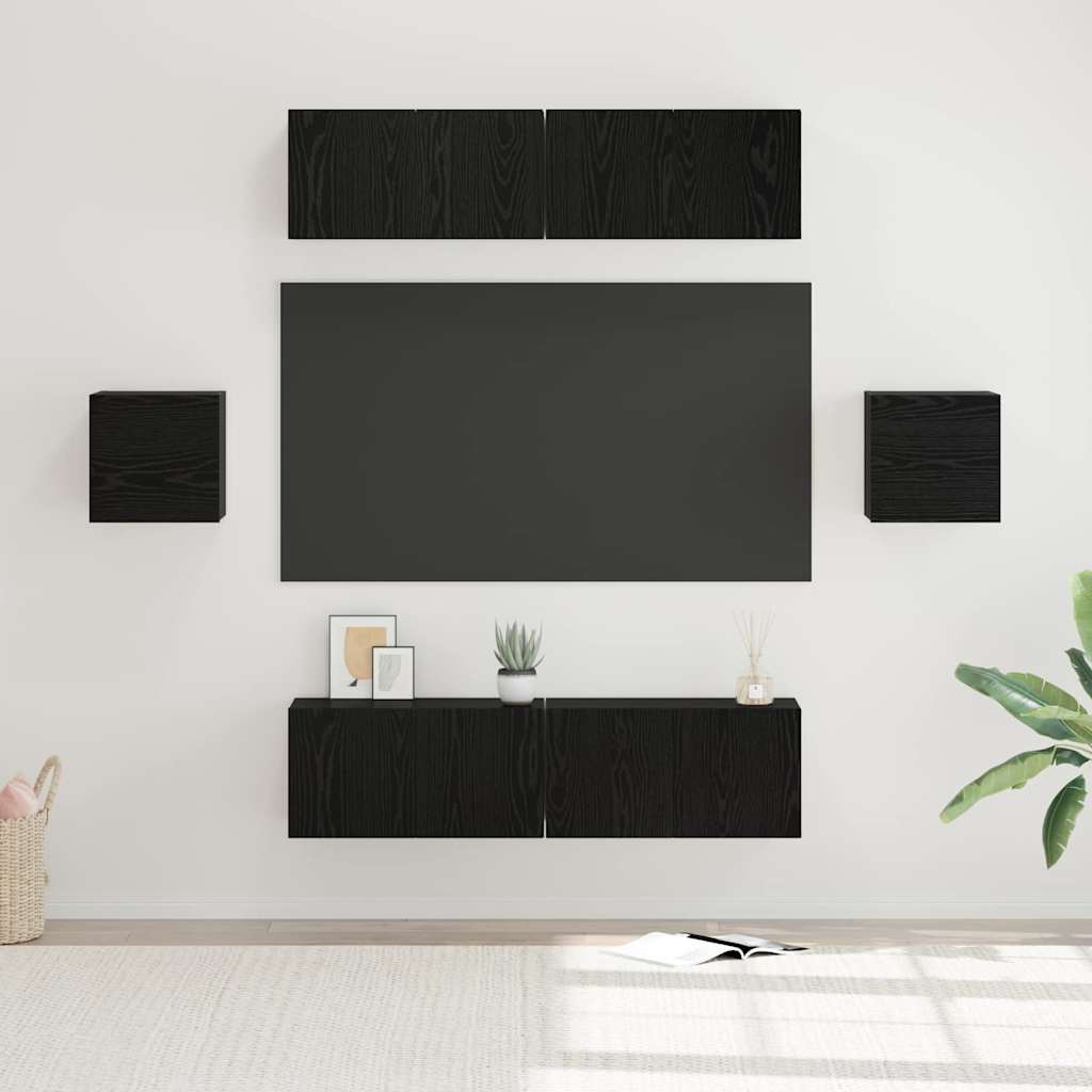 vidaXL Zestaw szafek RTV 6 pcs Czarny Dąb Materiał drewnopochodny