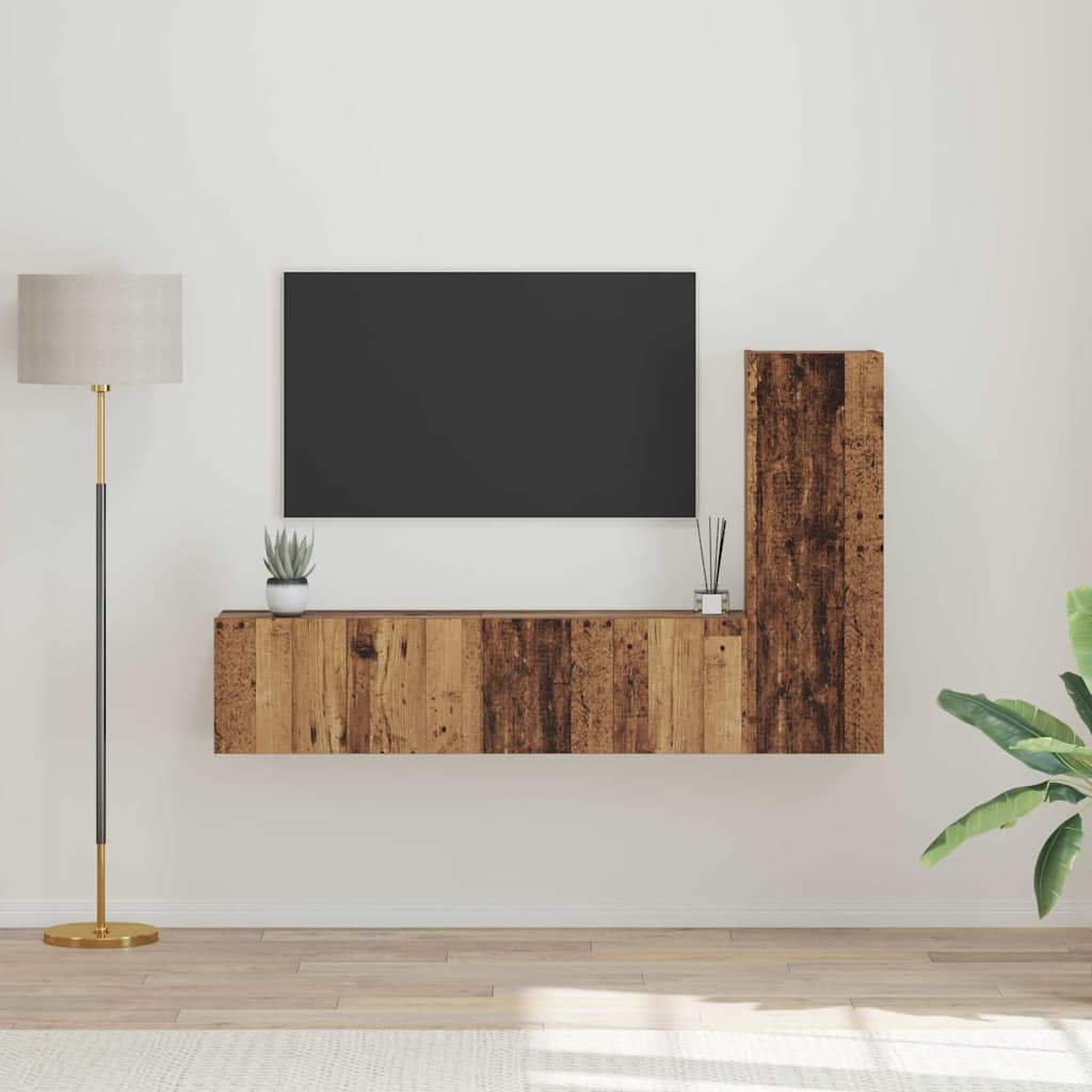 vidaXL Zestaw szafek RTV 3 pcs Stare drewno Materiał drewnopochodny
