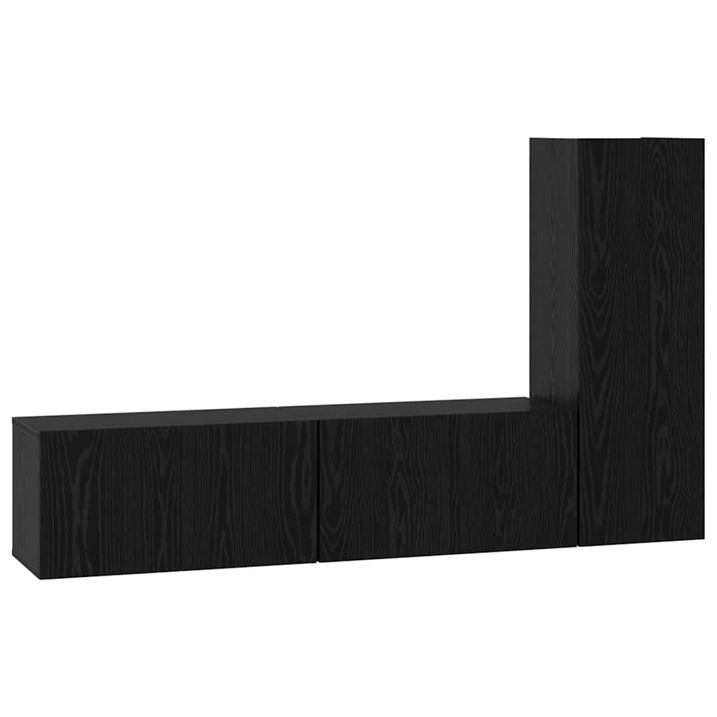 vidaXL Zestaw szafek RTV 3 pcs Czarny Dąb Materiał drewnopochodny
