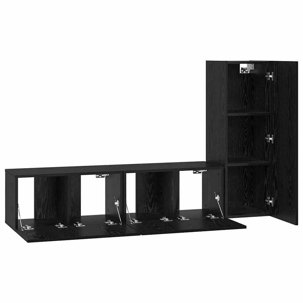 vidaXL Zestaw szafek RTV 3 pcs Czarny Dąb Materiał drewnopochodny
