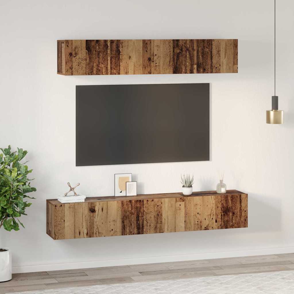 vidaXL Zestaw szafek RTV 5 pcs Stare drewno Materiał drewnopochodny