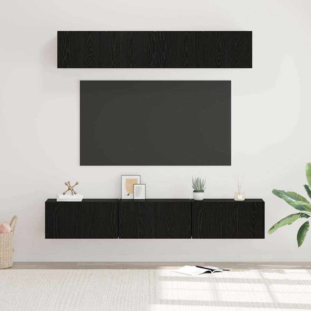 vidaXL Zestaw szafek RTV 5 pcs Czarny Dąb Materiał drewnopochodny