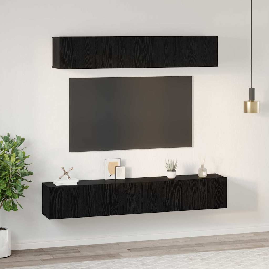 vidaXL Zestaw szafek RTV 5 pcs Czarny Dąb Materiał drewnopochodny