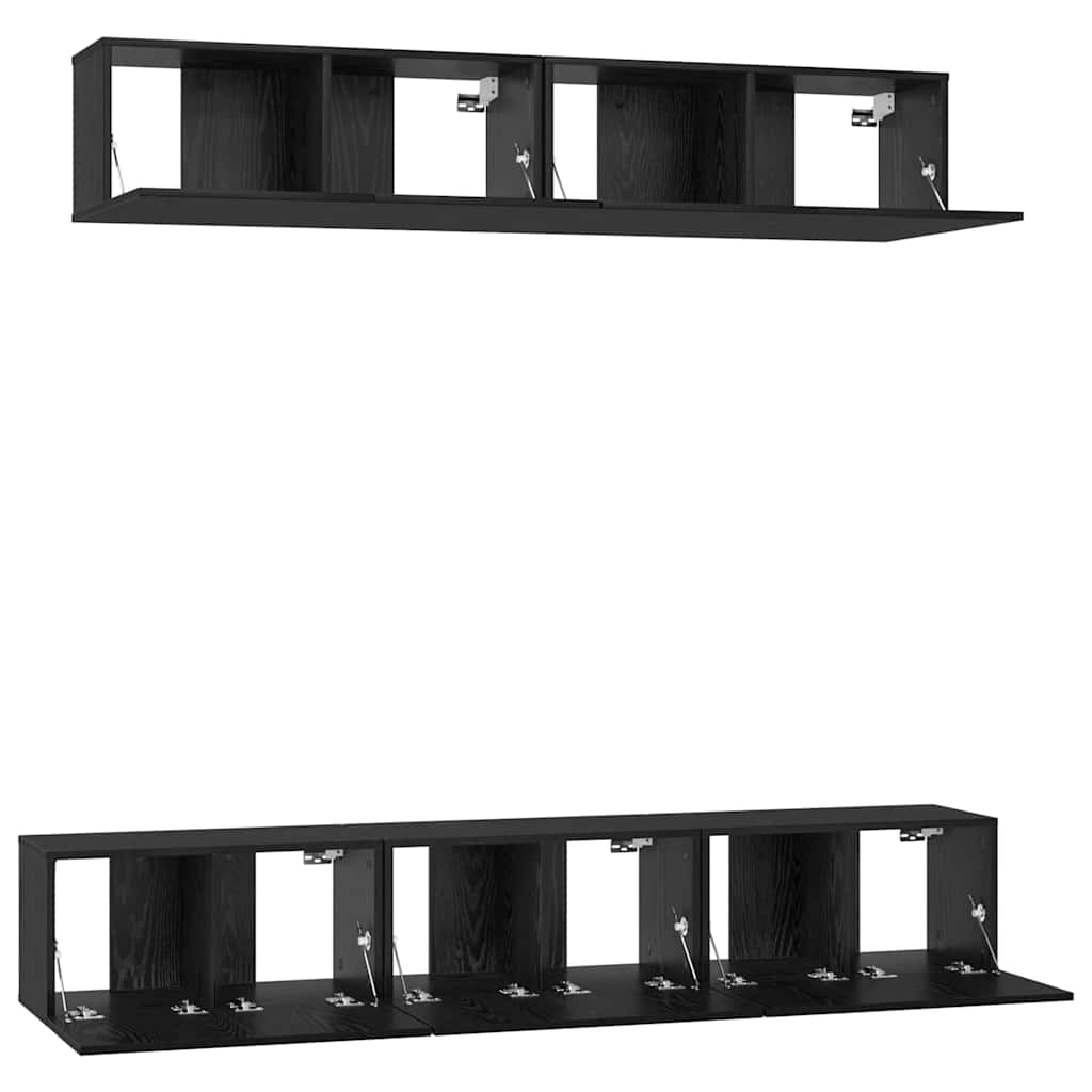 vidaXL Zestaw szafek RTV 5 pcs Czarny Dąb Materiał drewnopochodny
