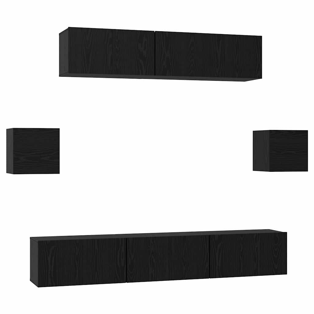 vidaXL Zestaw szafek RTV 7 pcs Czarny Dąb Materiał drewnopochodny