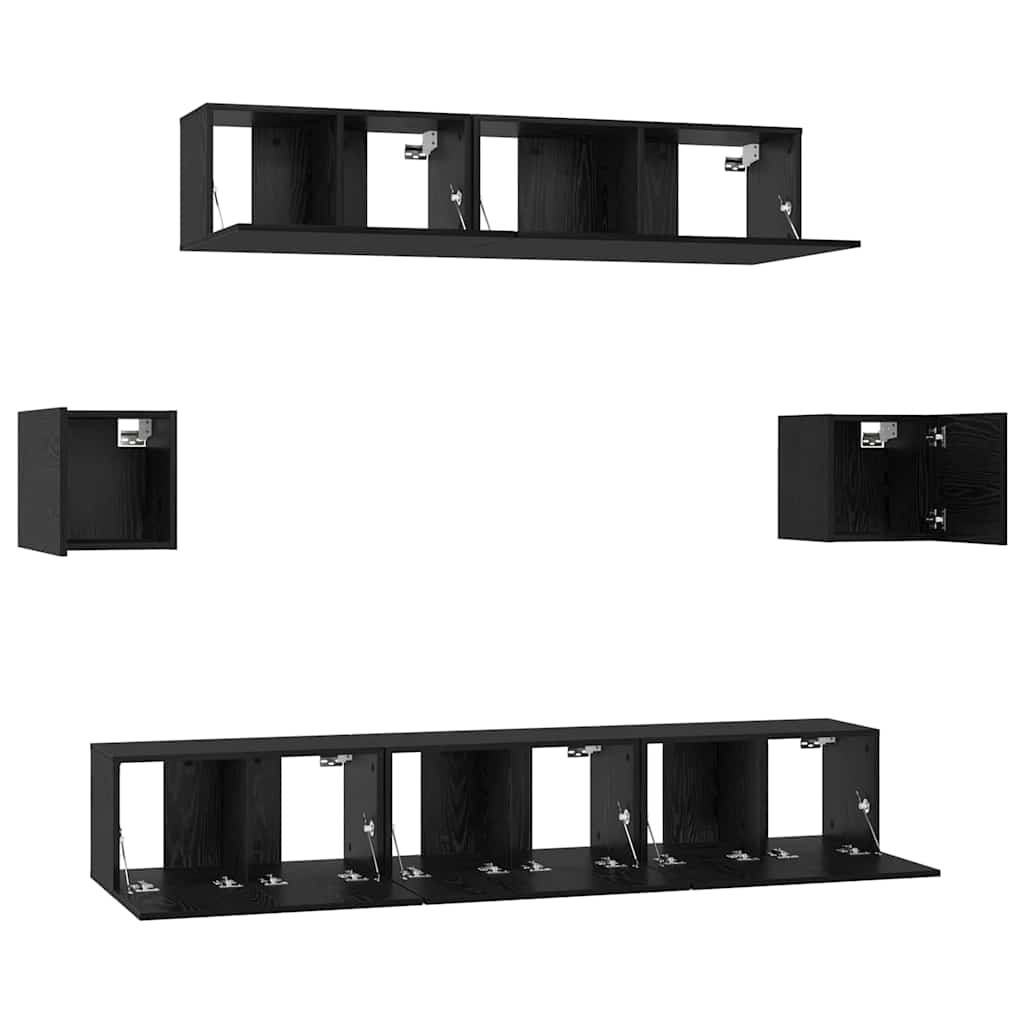 vidaXL Zestaw szafek RTV 7 pcs Czarny Dąb Materiał drewnopochodny