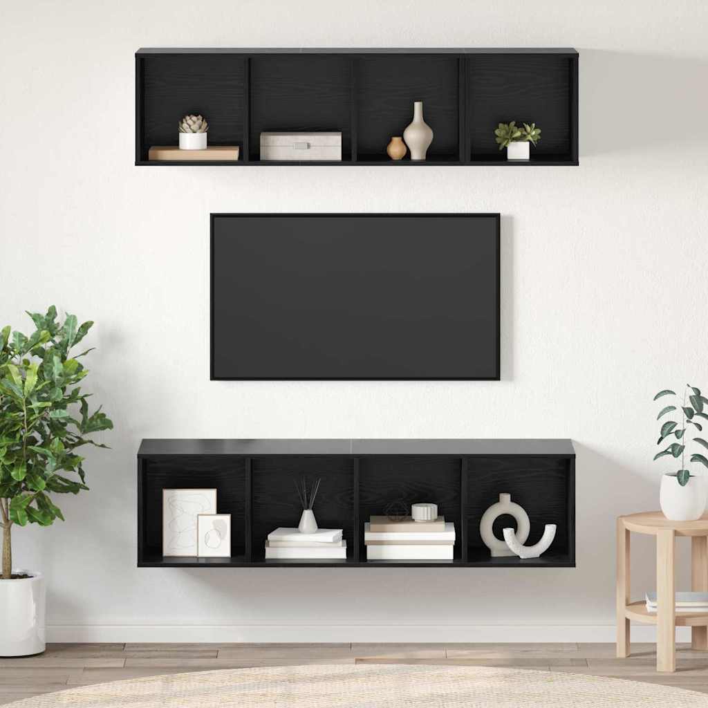vidaXL Zestaw szafek RTV 3 pcs Czarny Dąb Materiał drewnopochodny