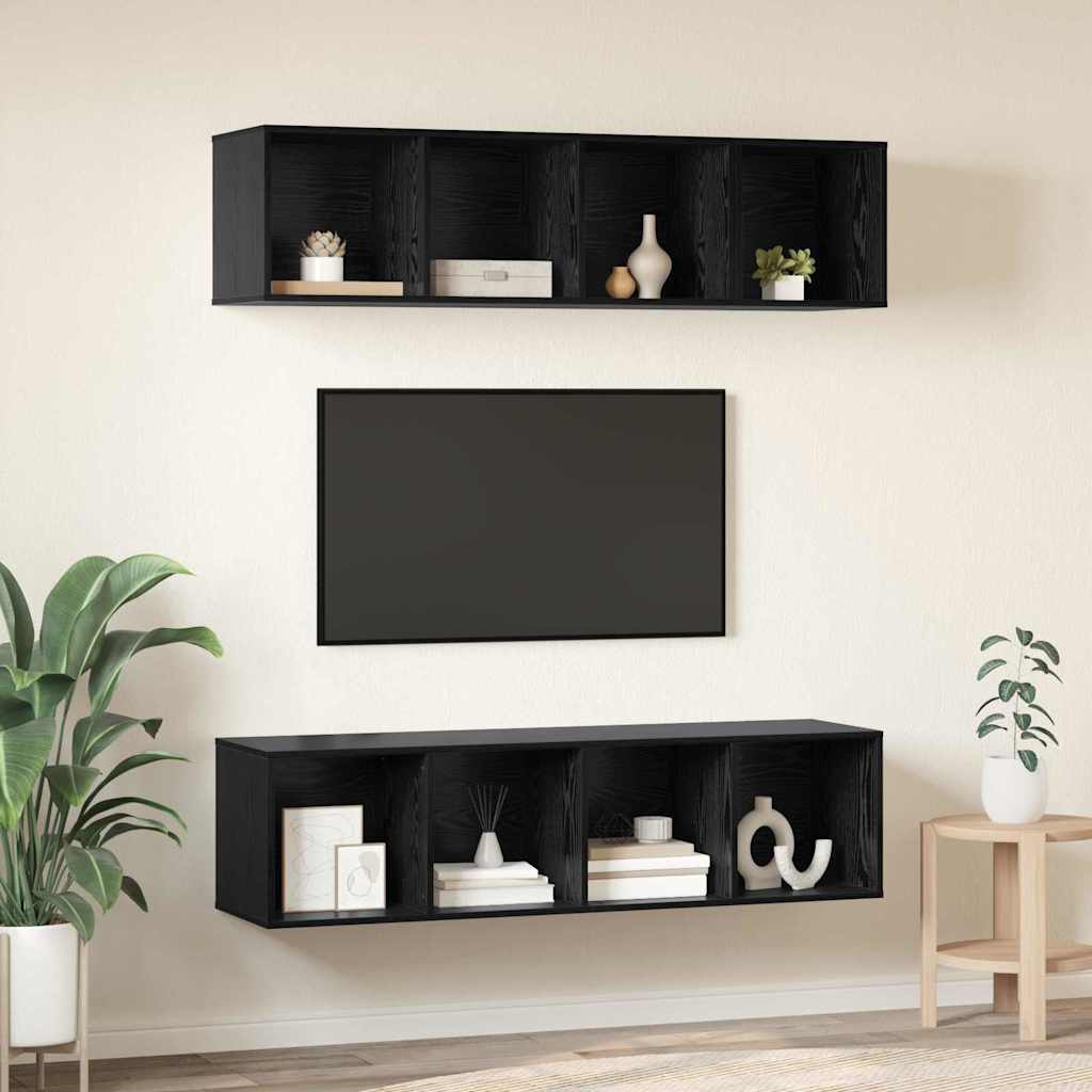 vidaXL Zestaw szafek RTV 3 pcs Czarny Dąb Materiał drewnopochodny