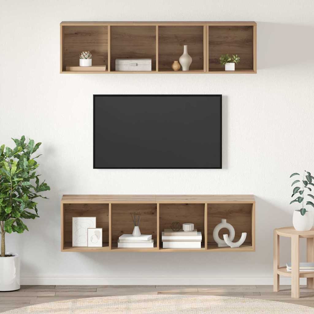 vidaXL Zestaw szafek RTV Montowane na ścianie 3 pcs Dąb rzemieślniczy