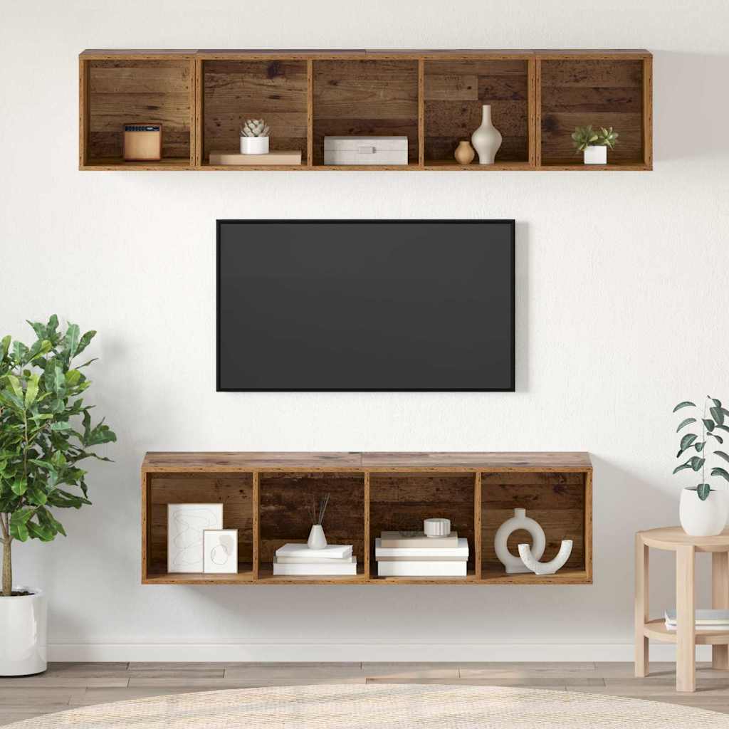 vidaXL Zestaw szafek RTV 4 pcs Stare drewno Materiał drewnopochodny