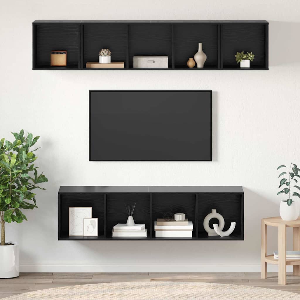 vidaXL Zestaw szafek RTV 4 pcs Czarny Dąb Materiał drewnopochodny