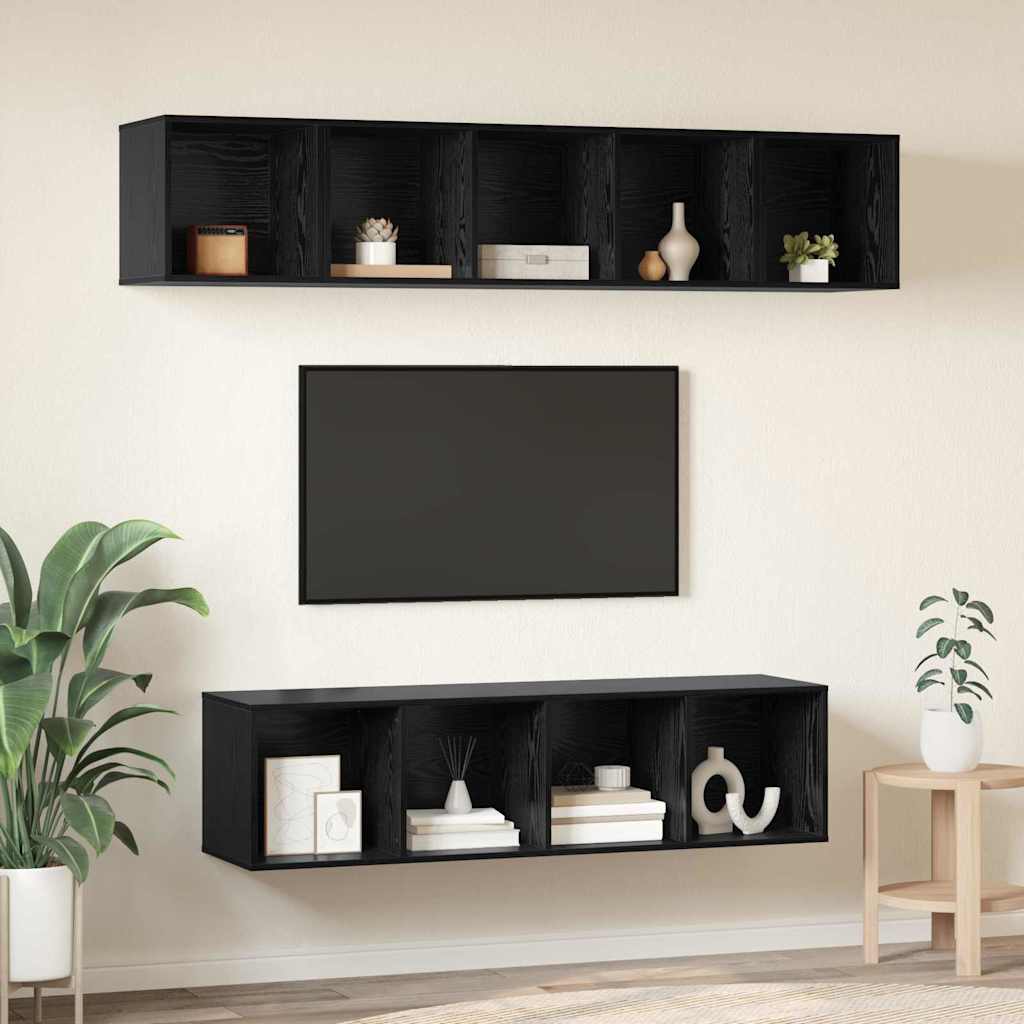 vidaXL Zestaw szafek RTV 4 pcs Czarny Dąb Materiał drewnopochodny
