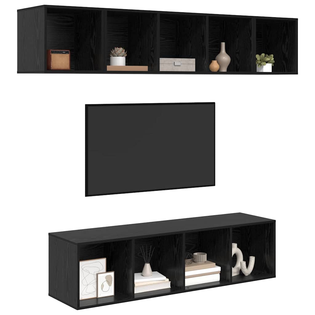 vidaXL Zestaw szafek RTV 4 pcs Czarny Dąb Materiał drewnopochodny