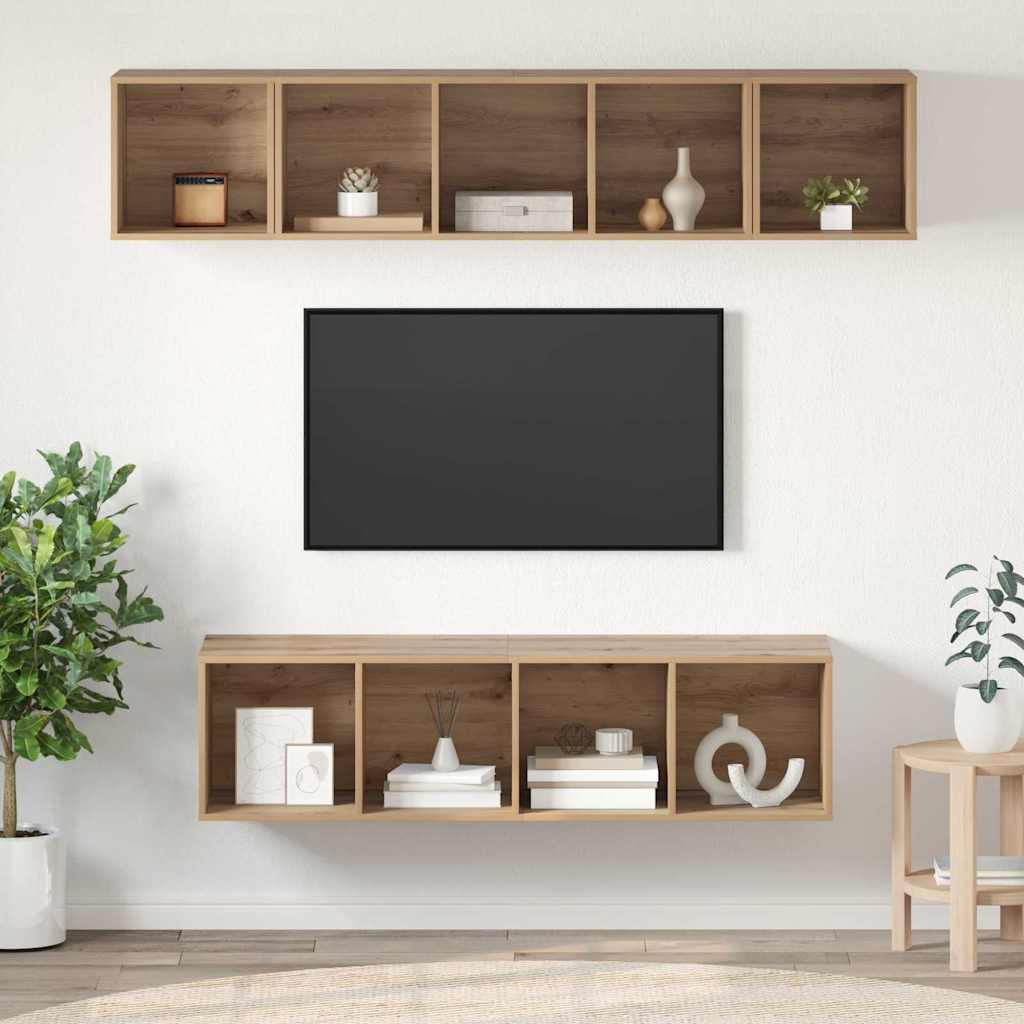 vidaXL Zestaw szafek RTV Montowane na ścianie 4 pcs Dąb rzemieślniczy