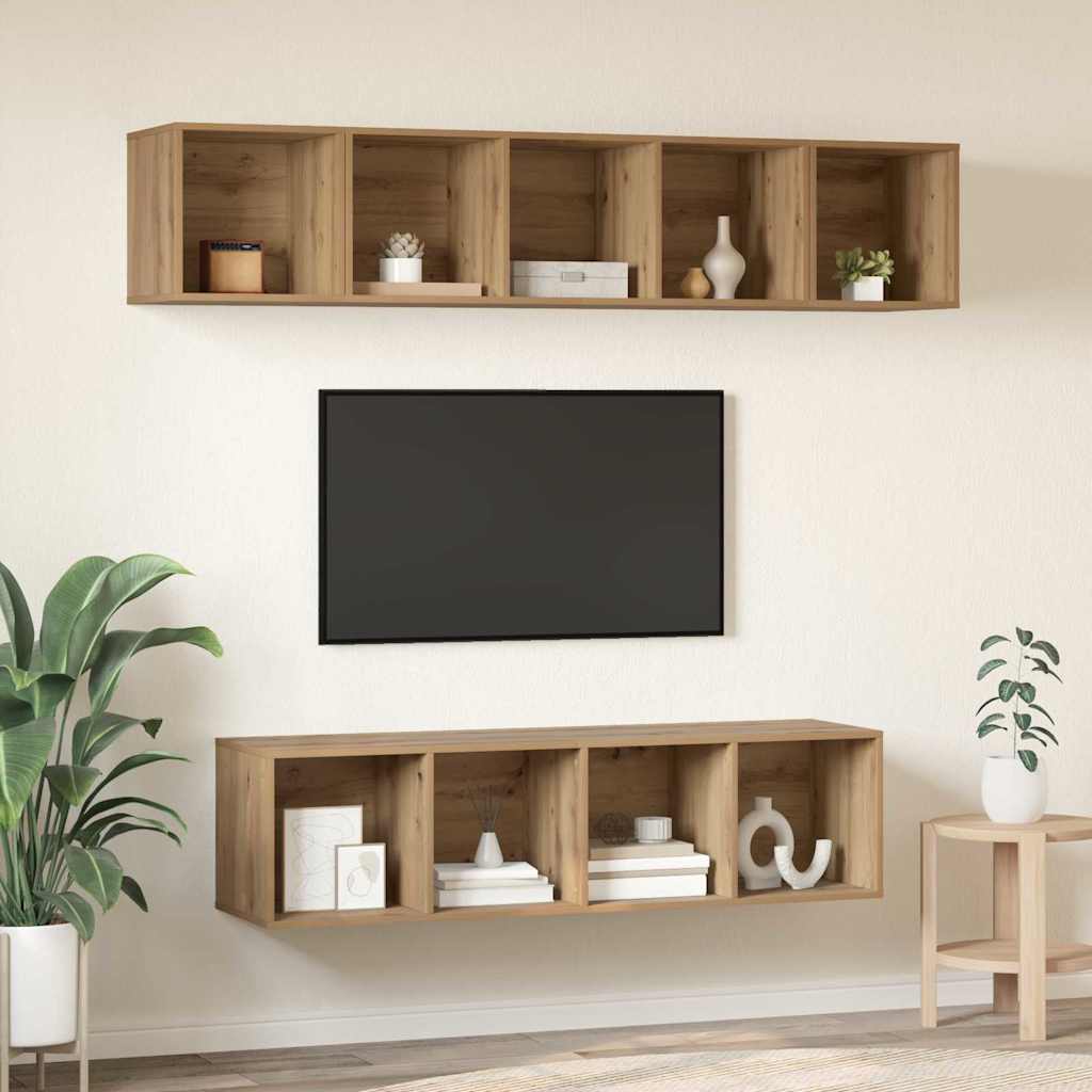 vidaXL Zestaw szafek RTV Montowane na ścianie 4 pcs Dąb rzemieślniczy