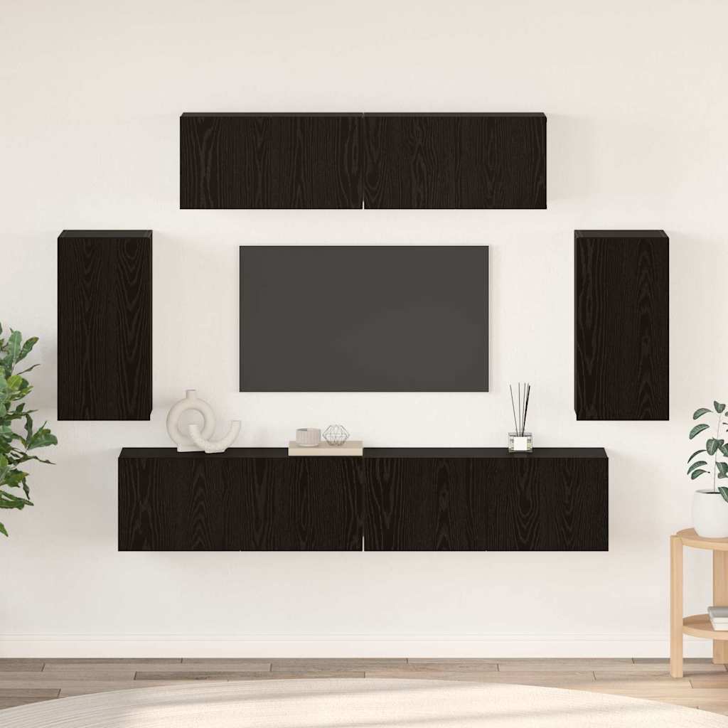 vidaXL Zestaw szafek RTV 6 pcs Czarny Dąb Materiał drewnopochodny