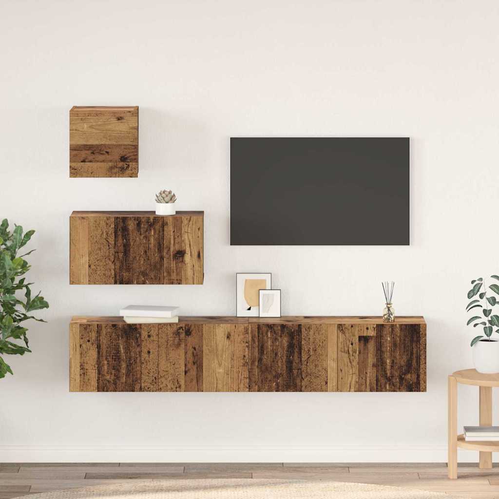 vidaXL Zestaw szafek RTV 4 pcs Stare drewno Materiał drewnopochodny