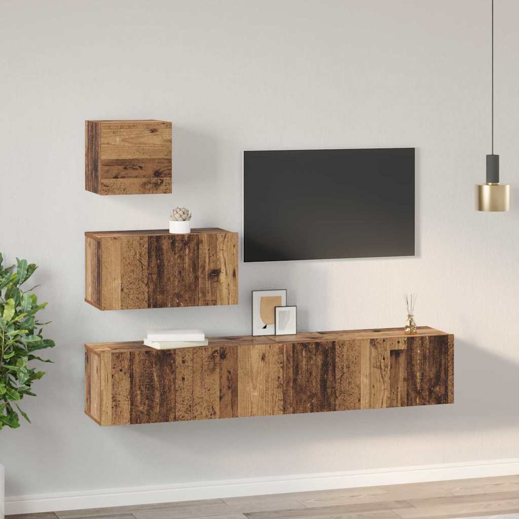 vidaXL Zestaw szafek RTV 4 pcs Stare drewno Materiał drewnopochodny