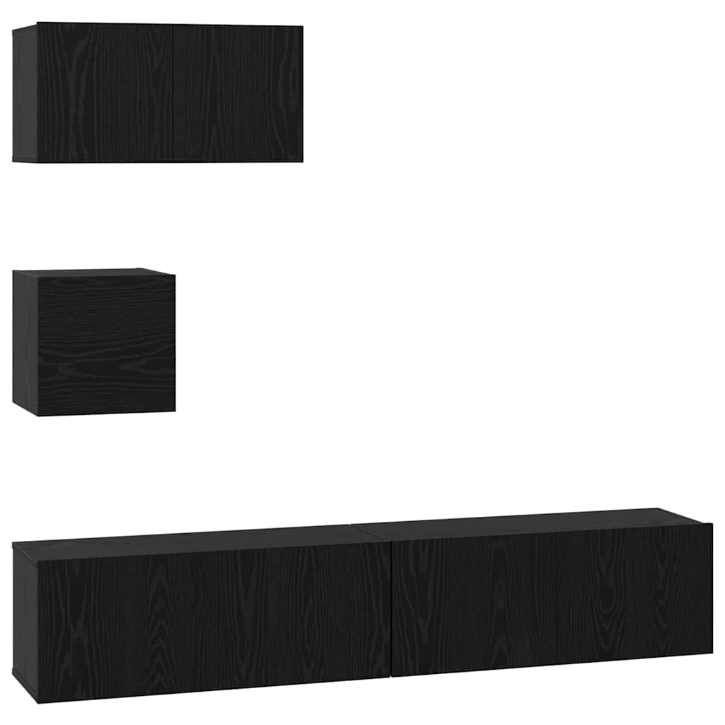 vidaXL Zestaw szafek RTV 4 pcs Czarny Dąb Materiał drewnopochodny