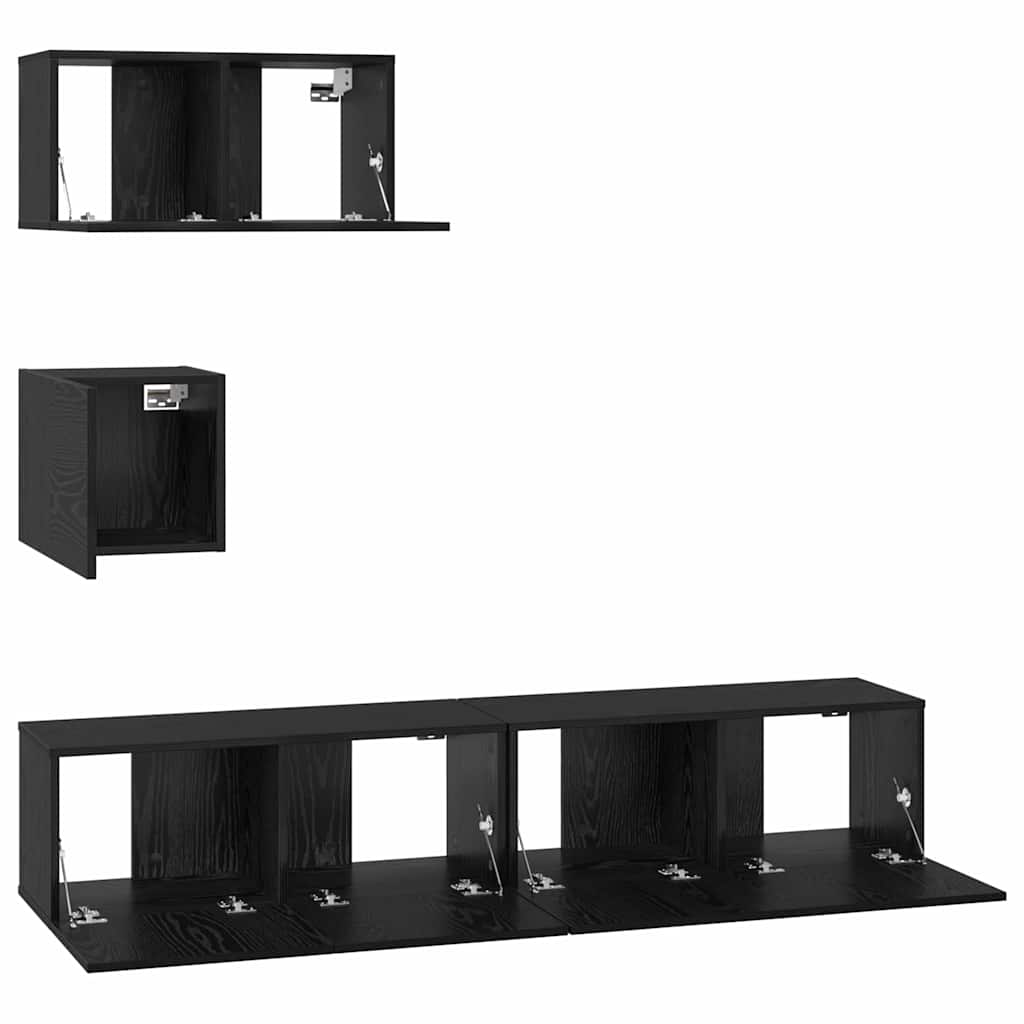 vidaXL Zestaw szafek RTV 4 pcs Czarny Dąb Materiał drewnopochodny