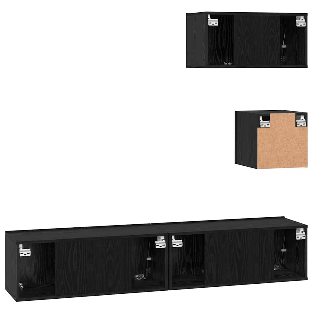vidaXL Zestaw szafek RTV 4 pcs Czarny Dąb Materiał drewnopochodny