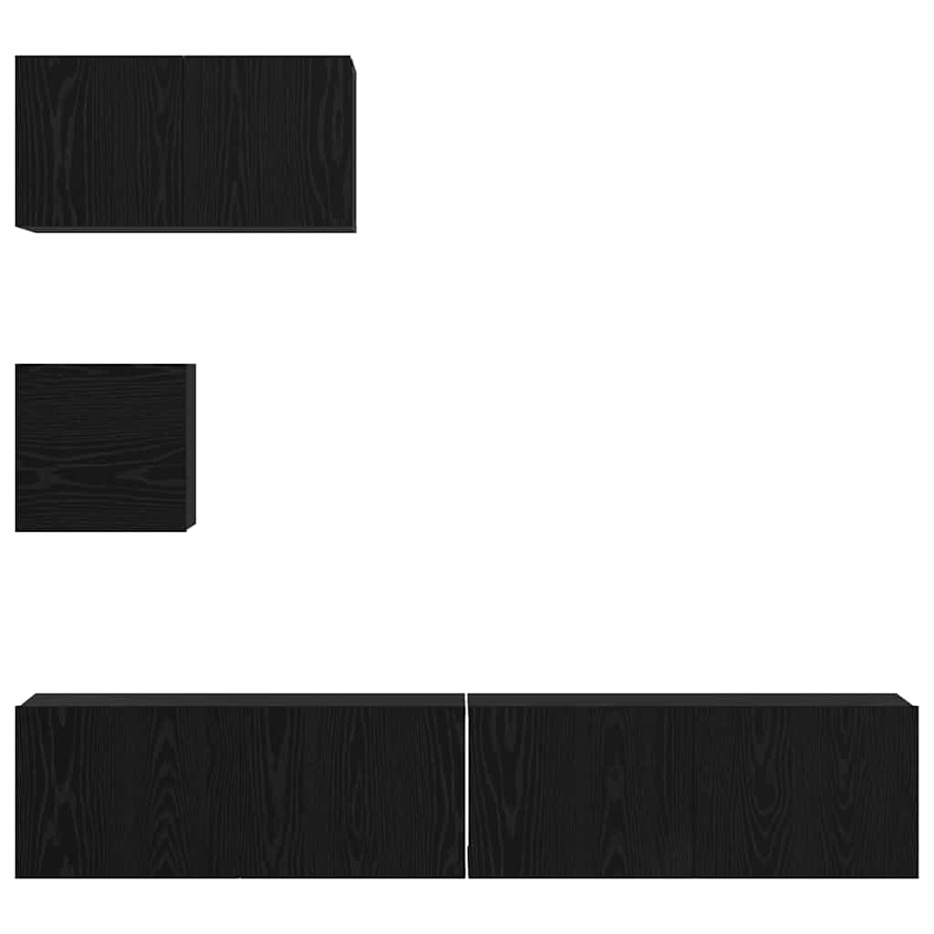 vidaXL Zestaw szafek RTV 4 pcs Czarny Dąb Materiał drewnopochodny
