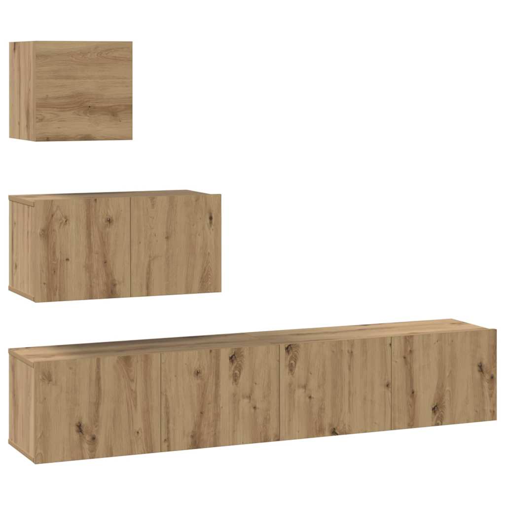 vidaXL Zestaw szafek RTV Montowane na ścianie 4 pcs Dąb rzemieślniczy