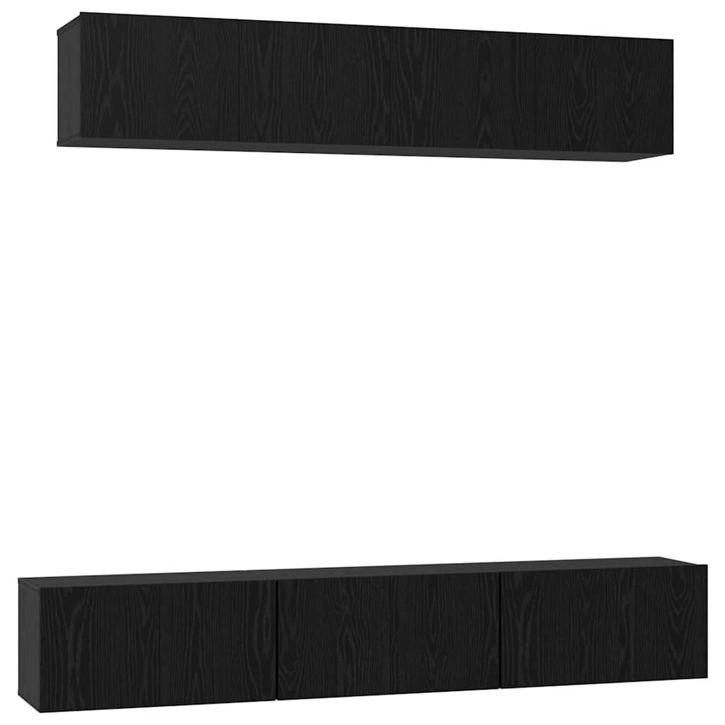 vidaXL Zestaw szafek RTV 6 pcs Czarny Dąb Materiał drewnopochodny