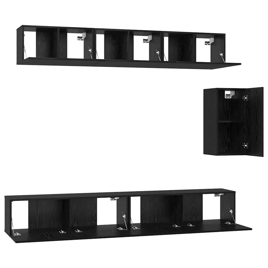 vidaXL Zestaw szafek RTV 6 pcs Czarny Dąb Materiał drewnopochodny