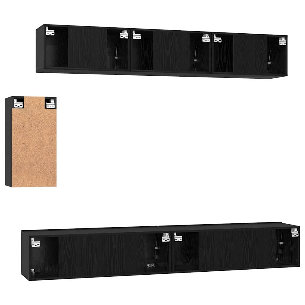 vidaXL Zestaw szafek RTV 6 pcs Czarny Dąb Materiał drewnopochodny