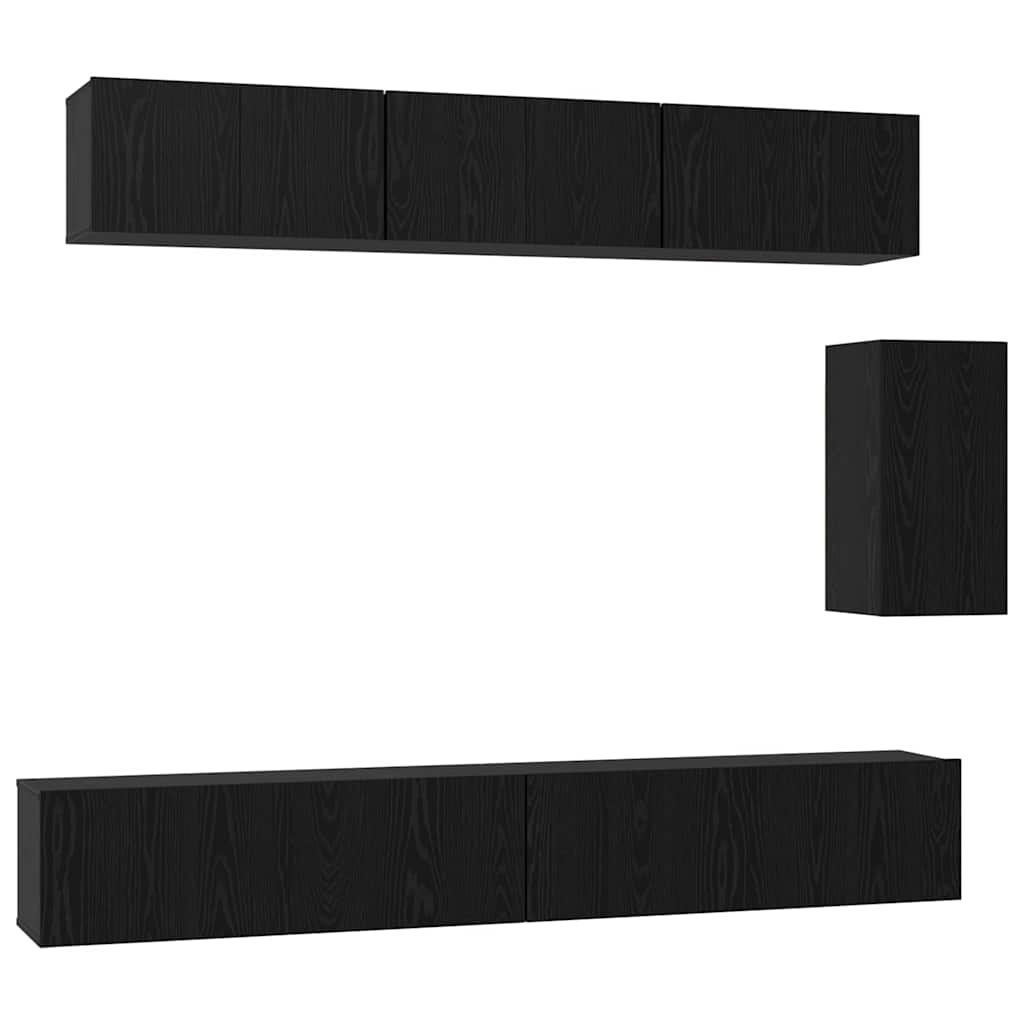 vidaXL Zestaw szafek RTV 6 pcs Czarny Dąb Materiał drewnopochodny