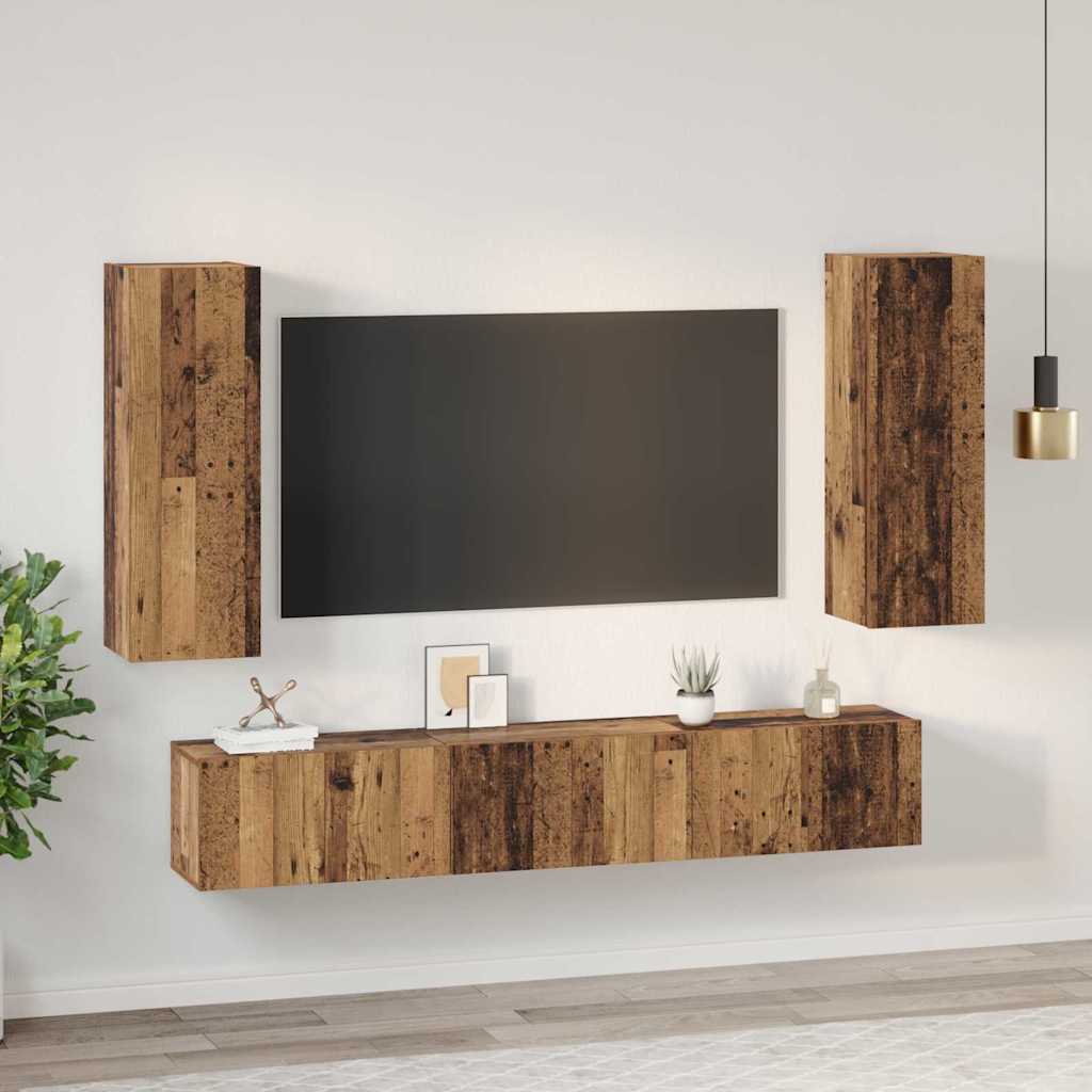vidaXL Zestaw szafek RTV 5 pcs Stare drewno Materiał drewnopochodny