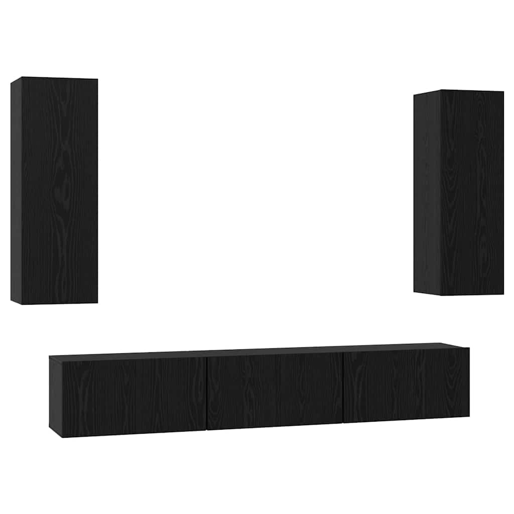 vidaXL Zestaw szafek RTV 5 pcs Czarny Dąb Materiał drewnopochodny