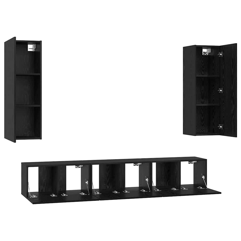 vidaXL Zestaw szafek RTV 5 pcs Czarny Dąb Materiał drewnopochodny