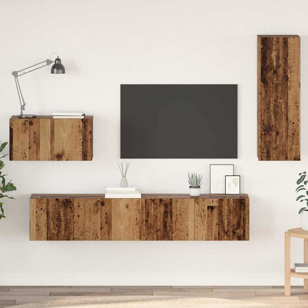 vidaXL Szafka na Telewizor na Ścianę 4 pcs Stare drewno