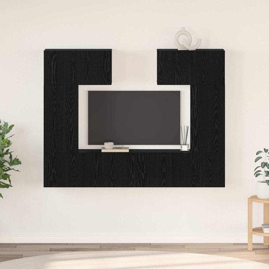vidaXL Zestaw szafek RTV 6 pcs Czarny Dąb Materiał drewnopochodny