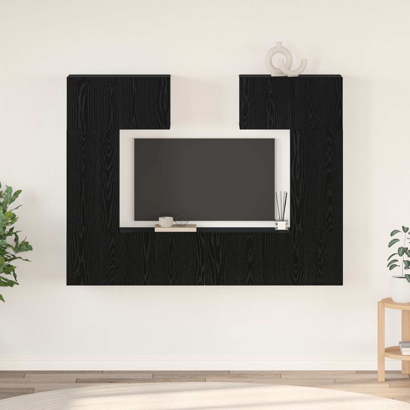 vidaXL Zestaw szafek RTV 6 pcs Czarny Dąb Materiał drewnopochodny