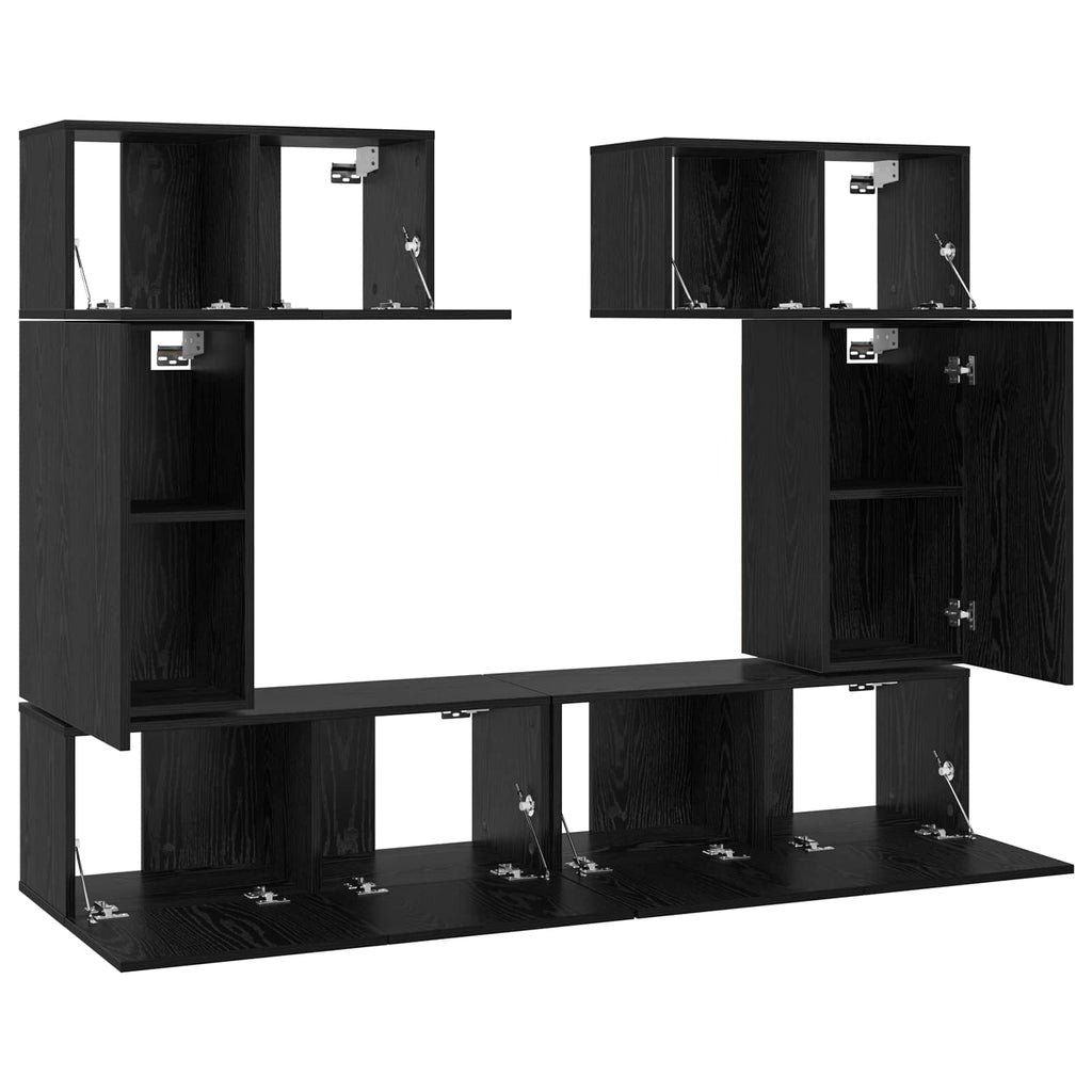 vidaXL Zestaw szafek RTV 6 pcs Czarny Dąb Materiał drewnopochodny