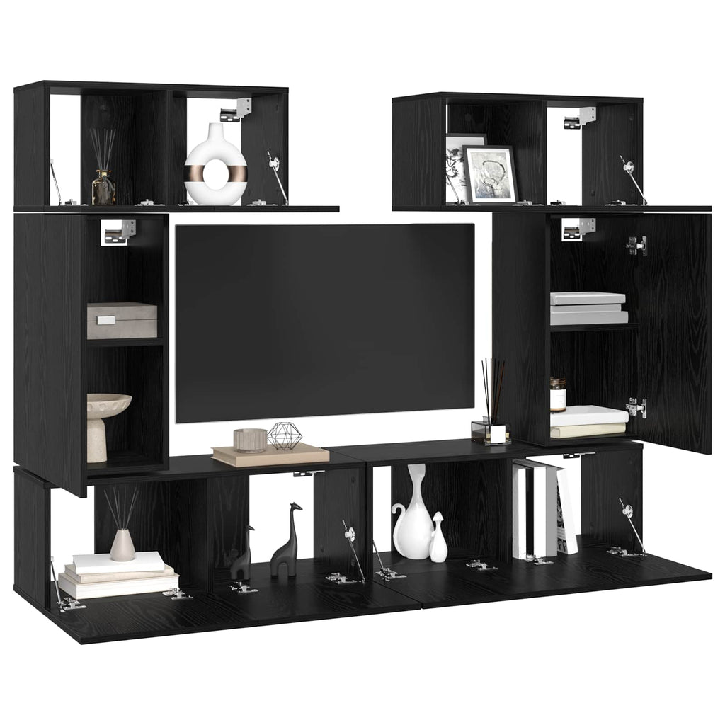 vidaXL Zestaw szafek RTV 6 pcs Czarny Dąb Materiał drewnopochodny