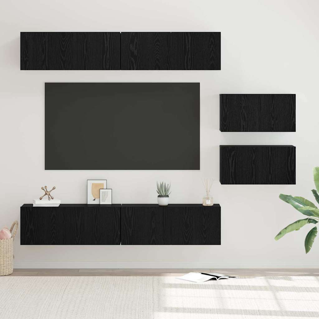 vidaXL Zestaw szafek RTV 6 pcs Czarny Dąb Materiał drewnopochodny