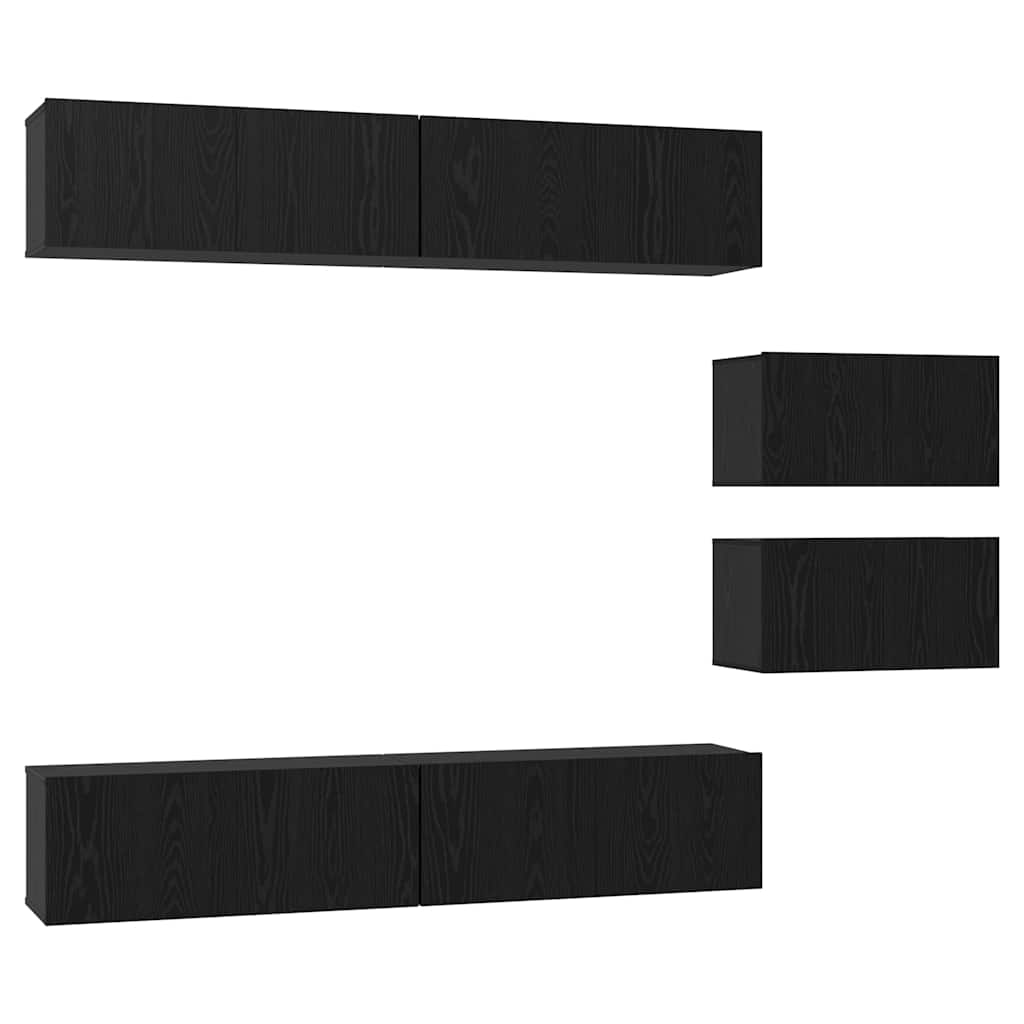 vidaXL Zestaw szafek RTV 6 pcs Czarny Dąb Materiał drewnopochodny