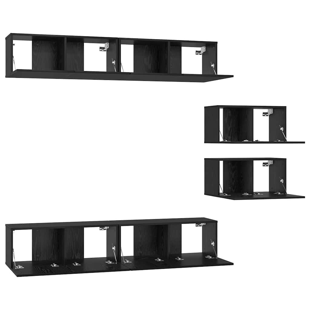 vidaXL Zestaw szafek RTV 6 pcs Czarny Dąb Materiał drewnopochodny