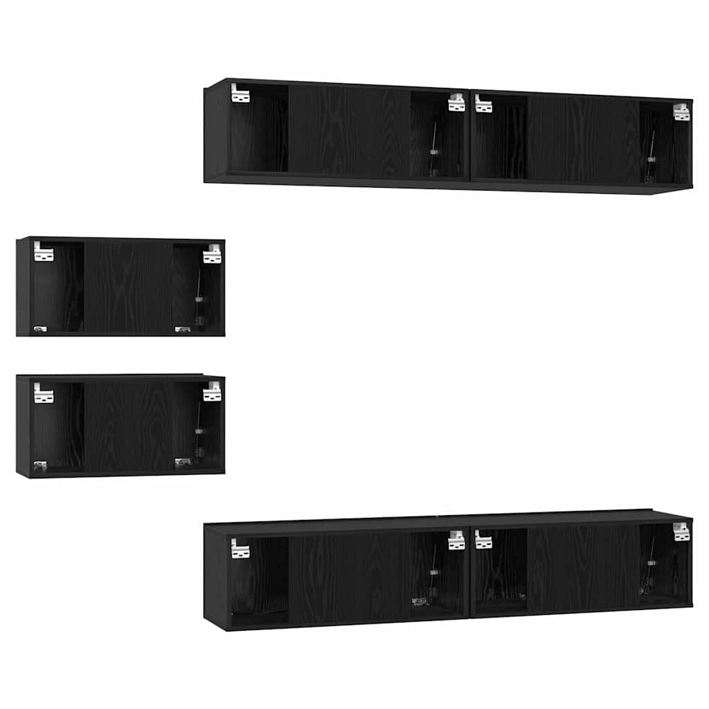 vidaXL Zestaw szafek RTV 6 pcs Czarny Dąb Materiał drewnopochodny