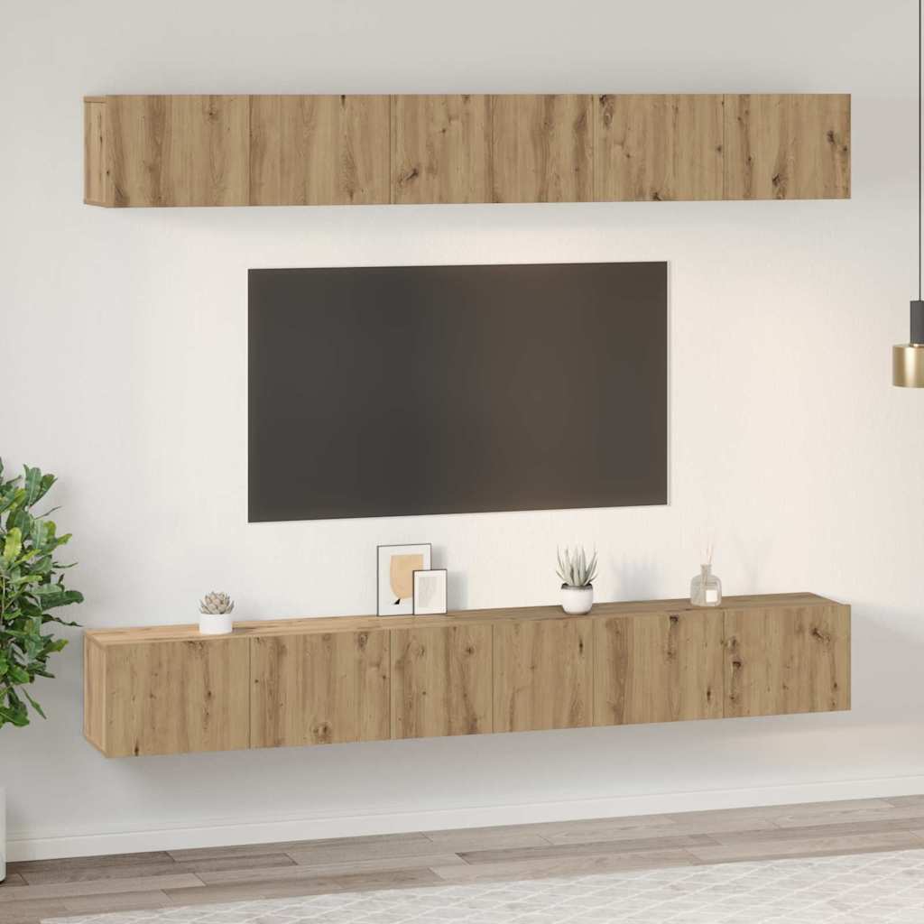 vidaXL Zestaw szafek RTV Montowane na ścianie 6 pcs Dąb rzemieślniczy
