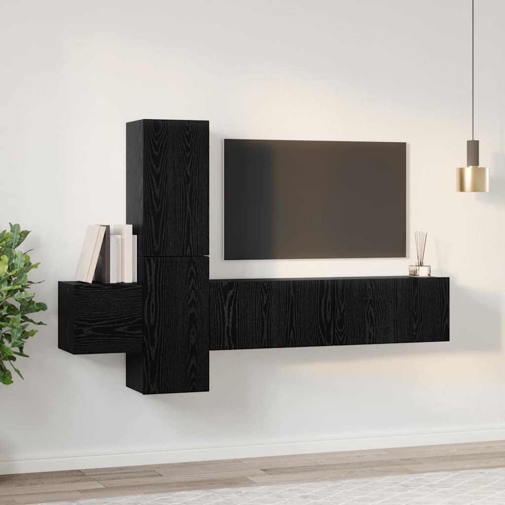 vidaXL Zestaw szafek RTV 5 pcs Czarny Dąb Materiał drewnopochodny