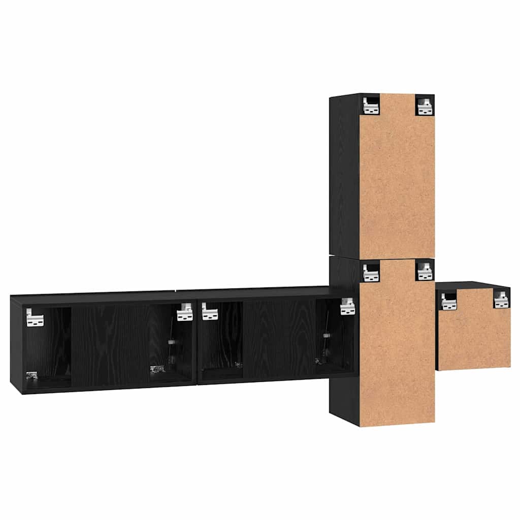 vidaXL Zestaw szafek RTV 5 pcs Czarny Dąb Materiał drewnopochodny